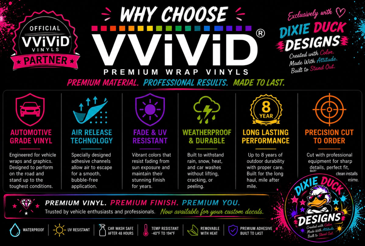 Premium VViViD® Vinyl Custom Name, Hood and Fender Decals