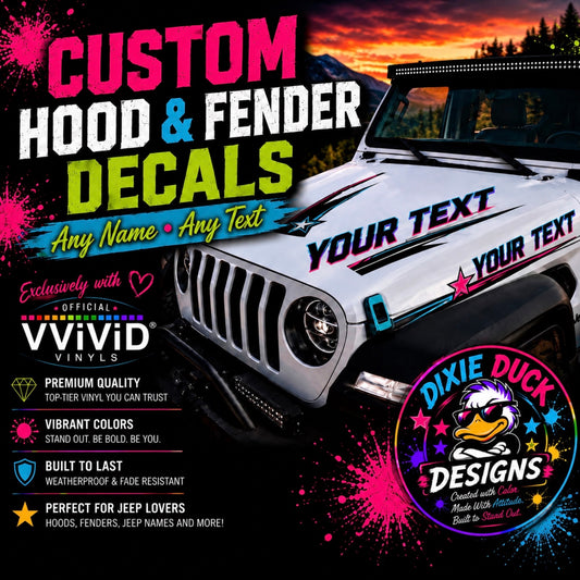Premium VViViD® Vinyl Custom Name, Hood and Fender Decals