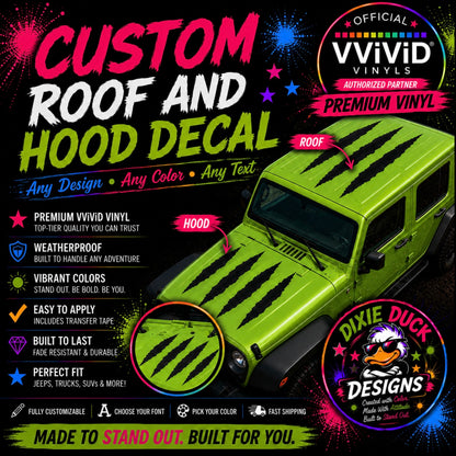 Premium VViViD® Vinyl Custom Hood or Roof Decals