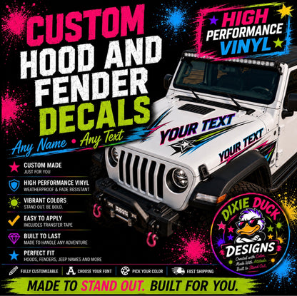 High Performance Vinyl Custom Name, Hood and Fender Decals
